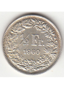 1960 - 1/2 Franc Argento Svizzera Standing Helvetia SPL++
